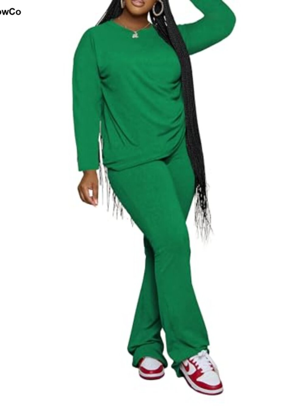 Women's 2 Piece Sweatsuit Set Flared Pants Pullover Top Tracksuit